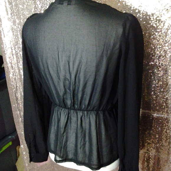NWOT 213 Industry Black Draped Blouse SZ M - Picture 7 of 8